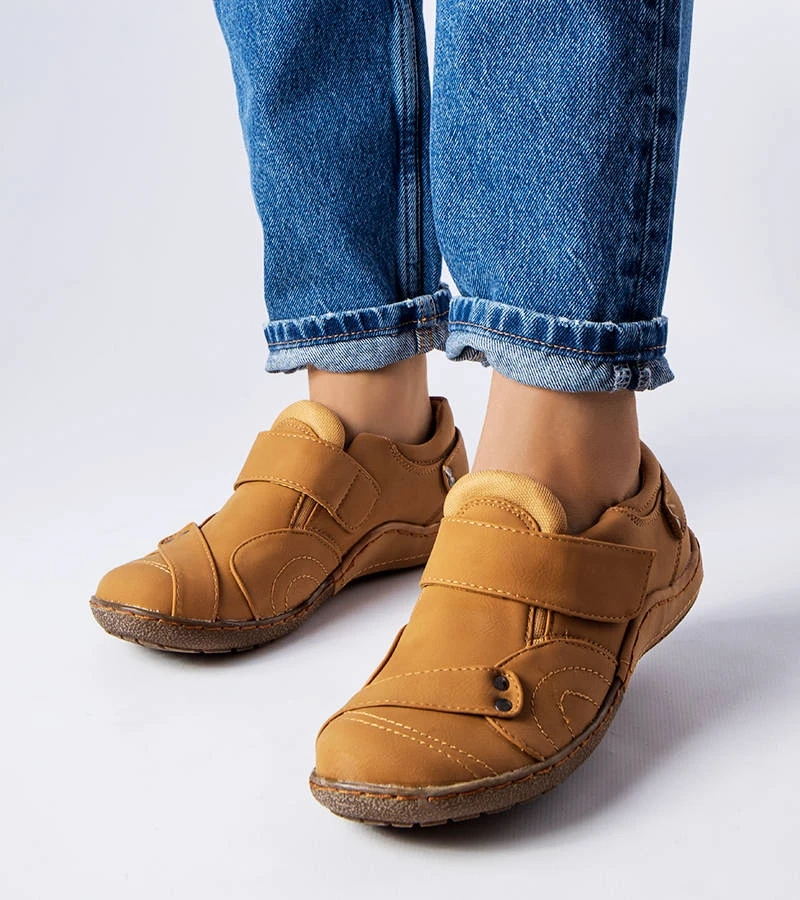 Karamelové polobotky Cinisello se zapínáním na suchý zip