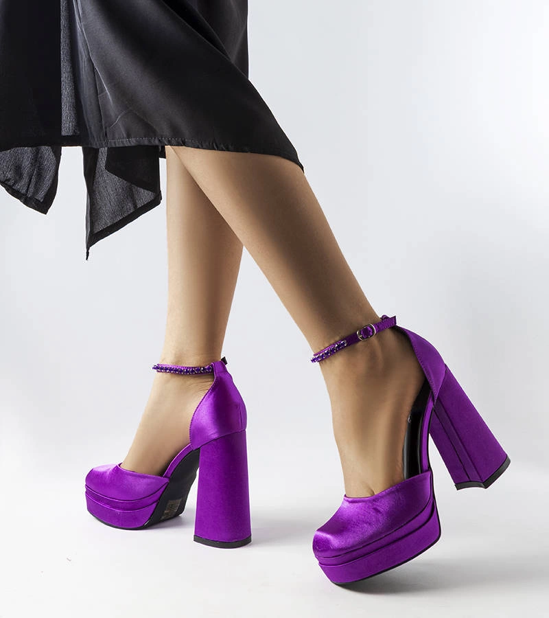 Fialové lodičky Elida na vysokém jehlovém podpatku