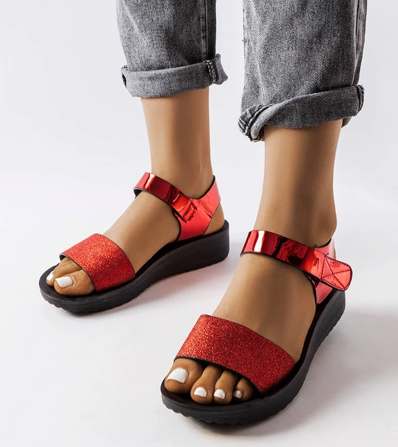 Červené sandály na platformě Blask