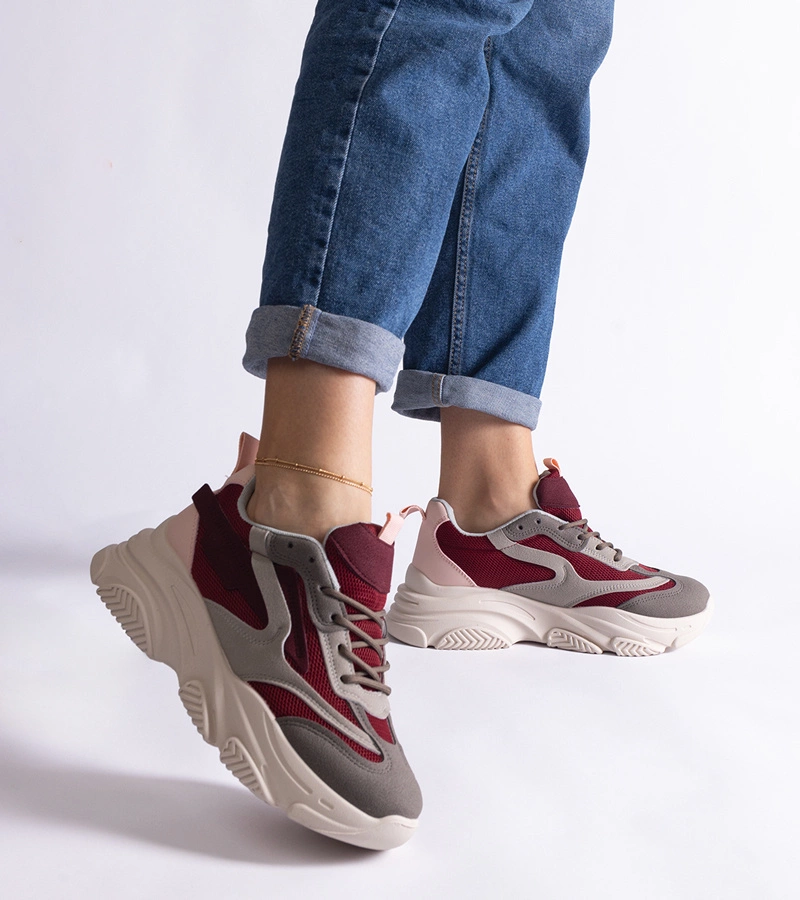 Bordově-šedé dámské tenisky Milenka