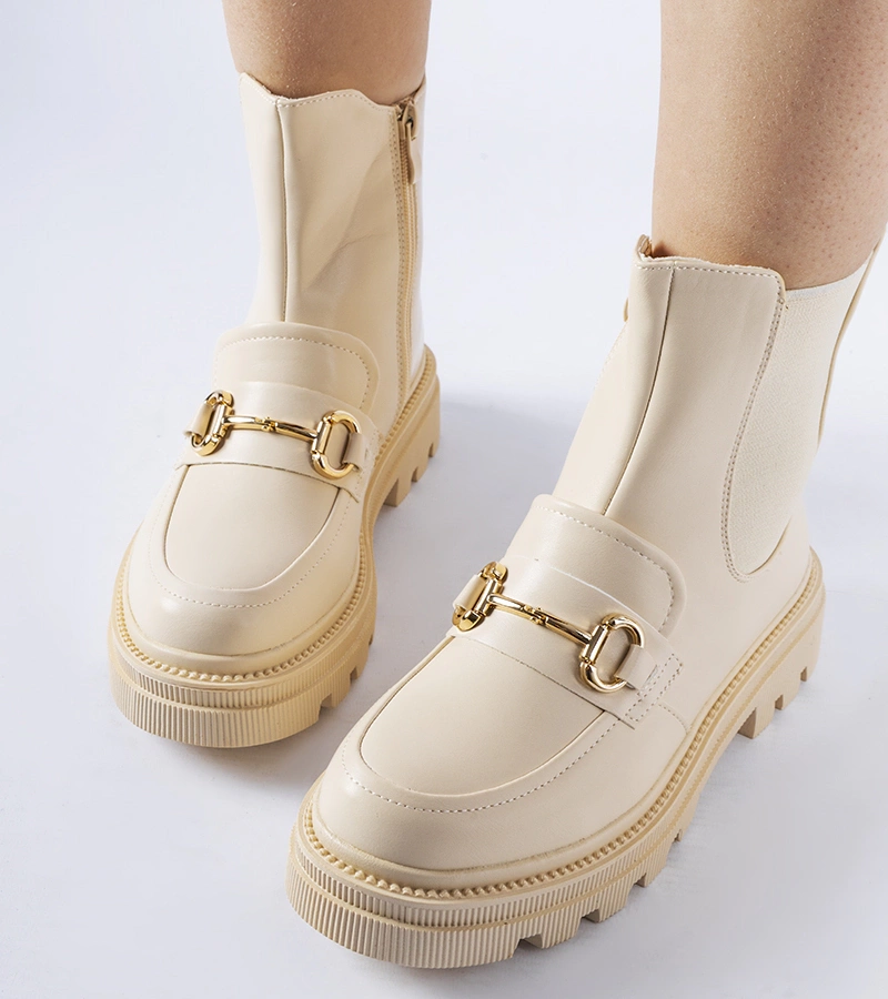 Bežové kotníčkové boty s viditelnou podrážkou Sailetto