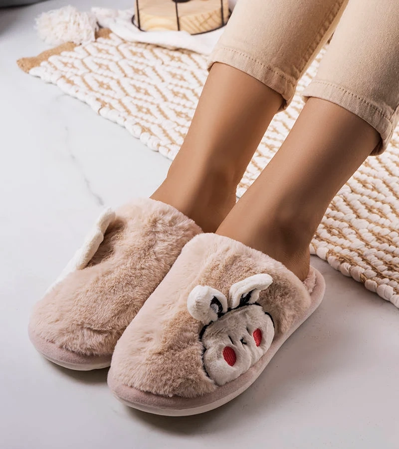 Béžové měkké pantofle Half Bunny