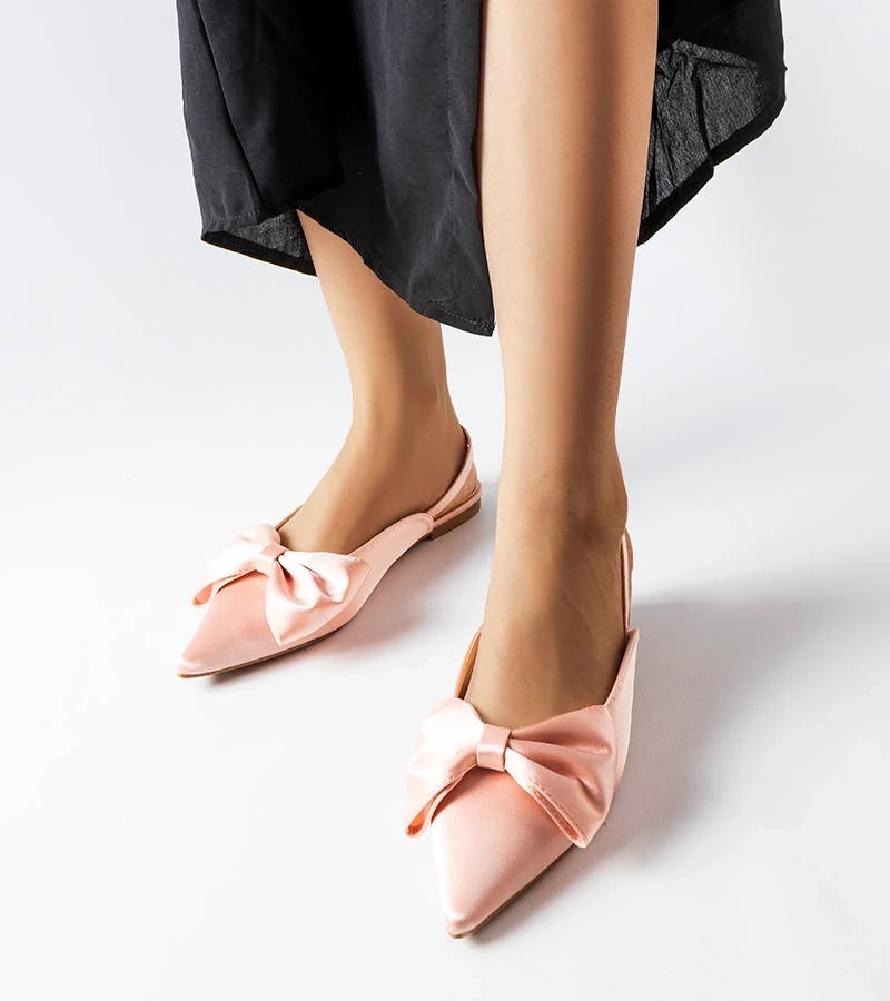 Růžové baleríny Longhena na otevřeném podpatku