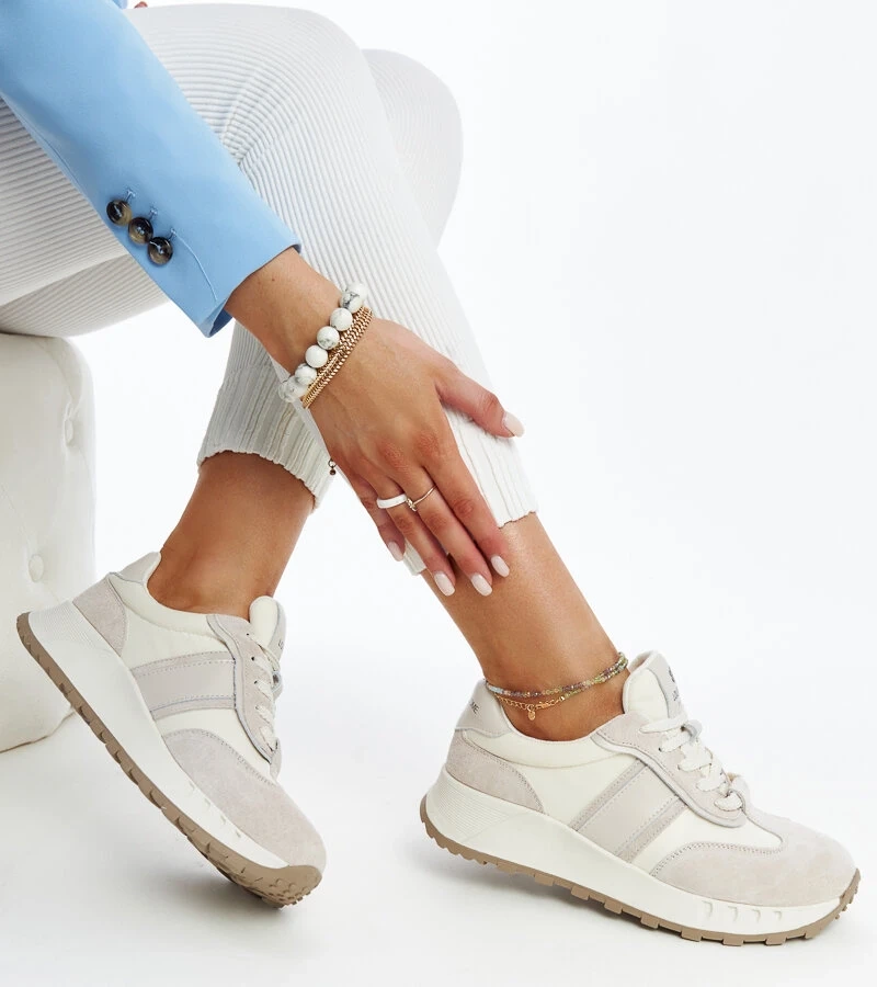 Šedé kožené tenisky Nahas