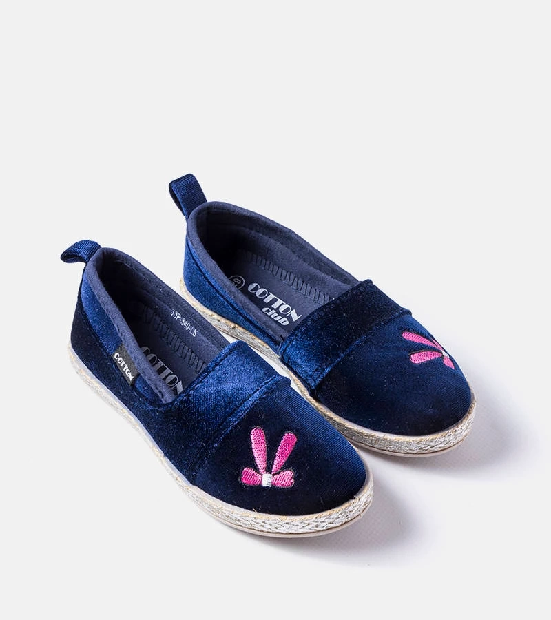 Tmavě modré velurové baleríny Patria