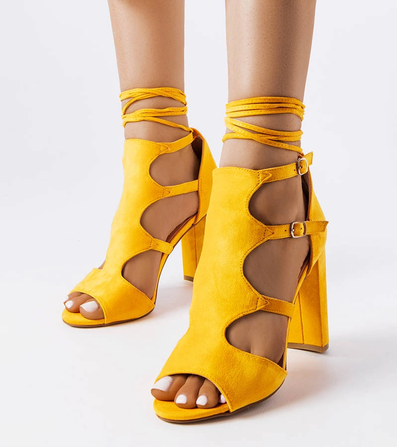 Hannah žluté sandály na jehlovém podpatku
