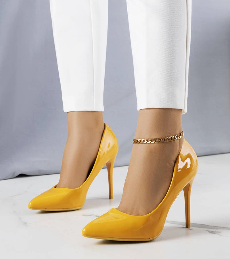 Oranžové lakované jehlové podpatky Tiffany