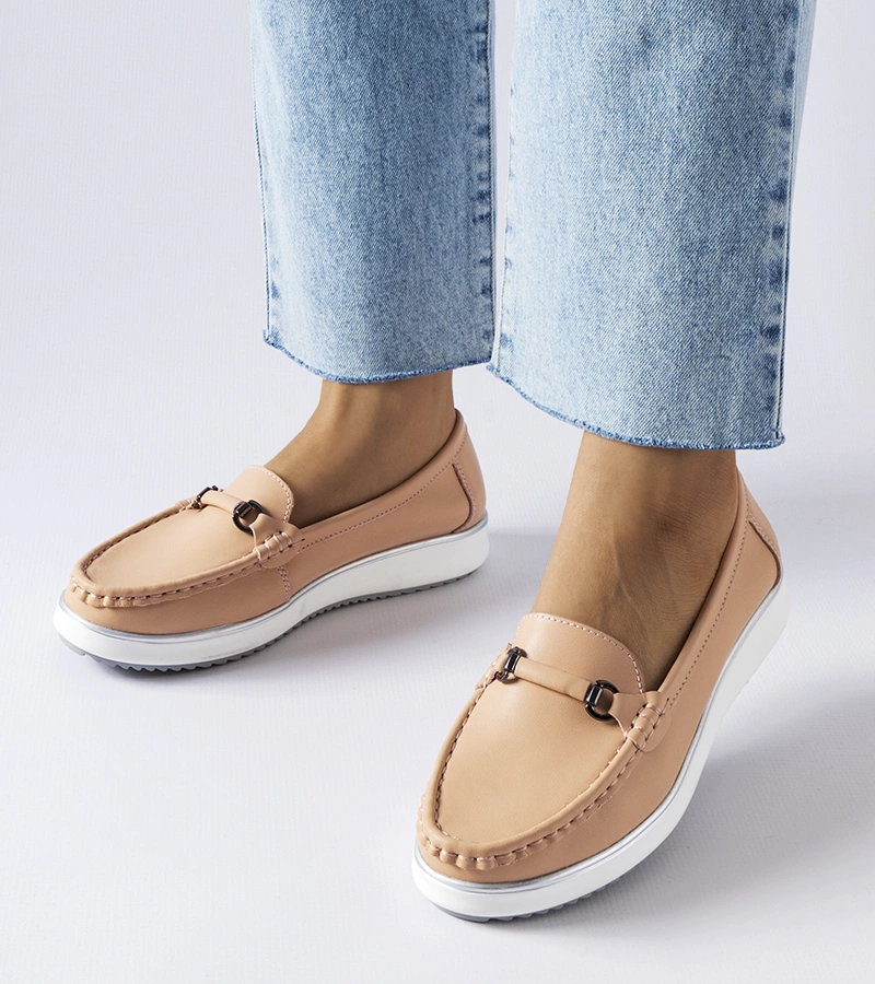 Růžové mokasíny s kůžovou vložkou Vinceza