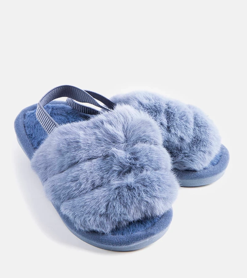 Modré pantofle s gumovou podrážkou Leilany