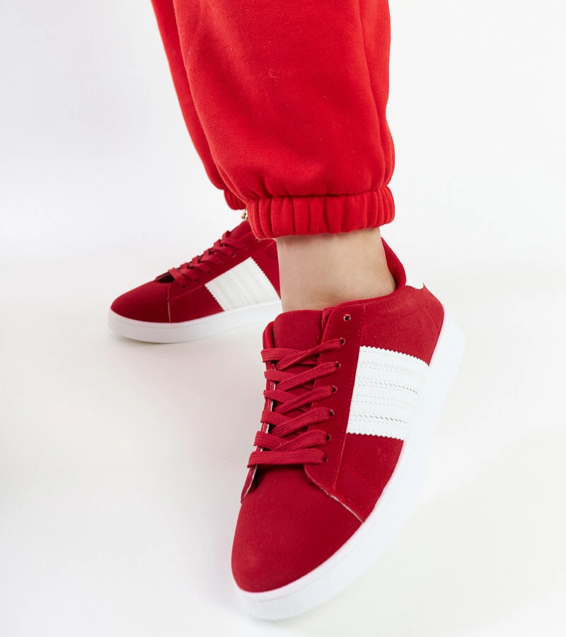 Červené semišové tenisky na platformě Serap