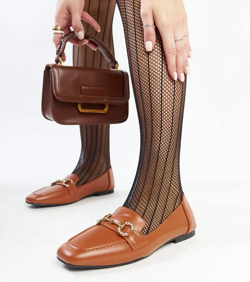 Hnědé mokasíny s přezkou Areebah