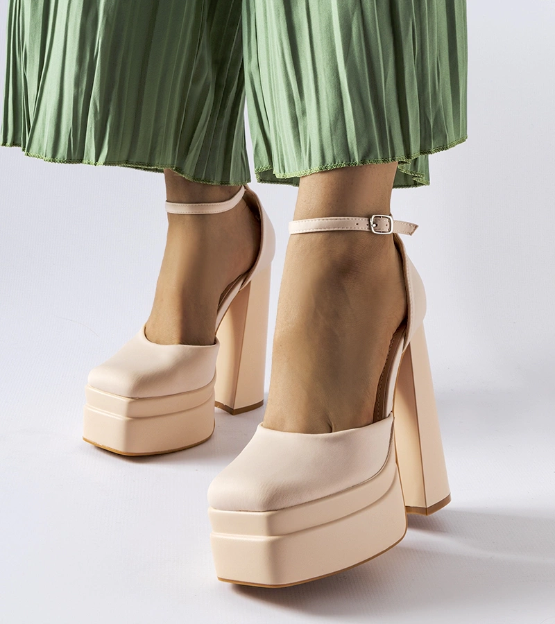 Béžové lodičky na vysokém jehlovém podpatku 6823 BEIGE