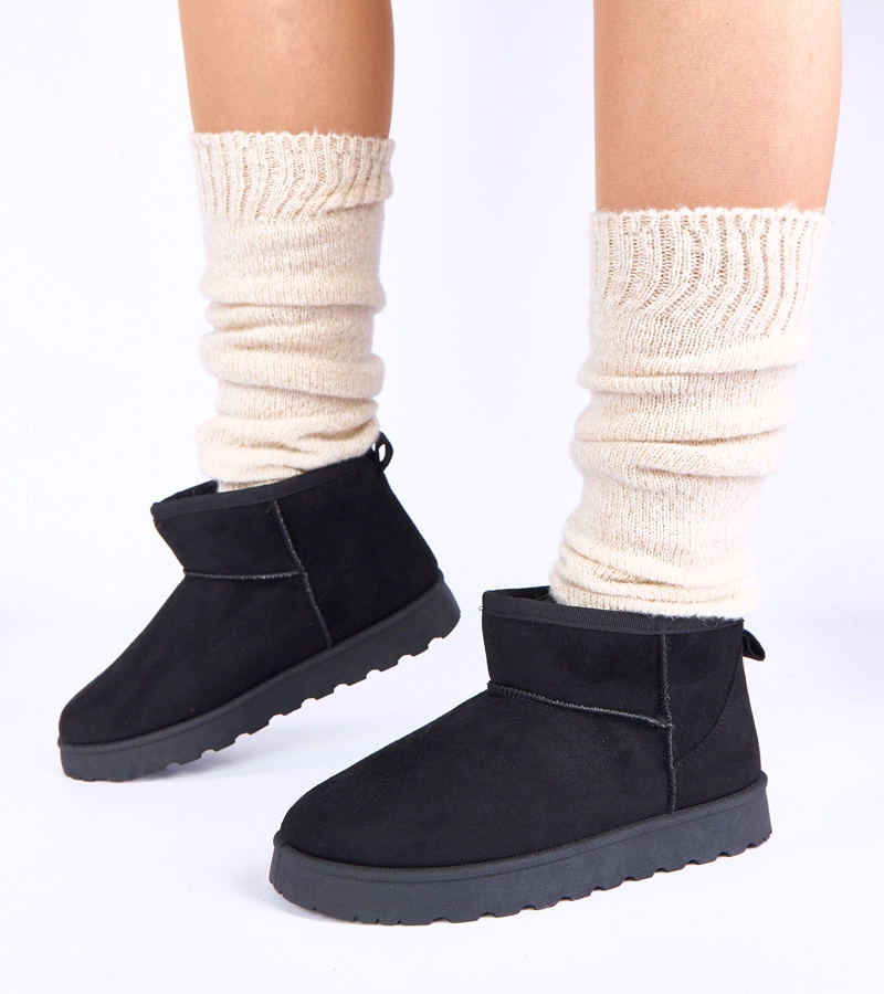 Černé zateplené sněhule s kožíškem Roelle