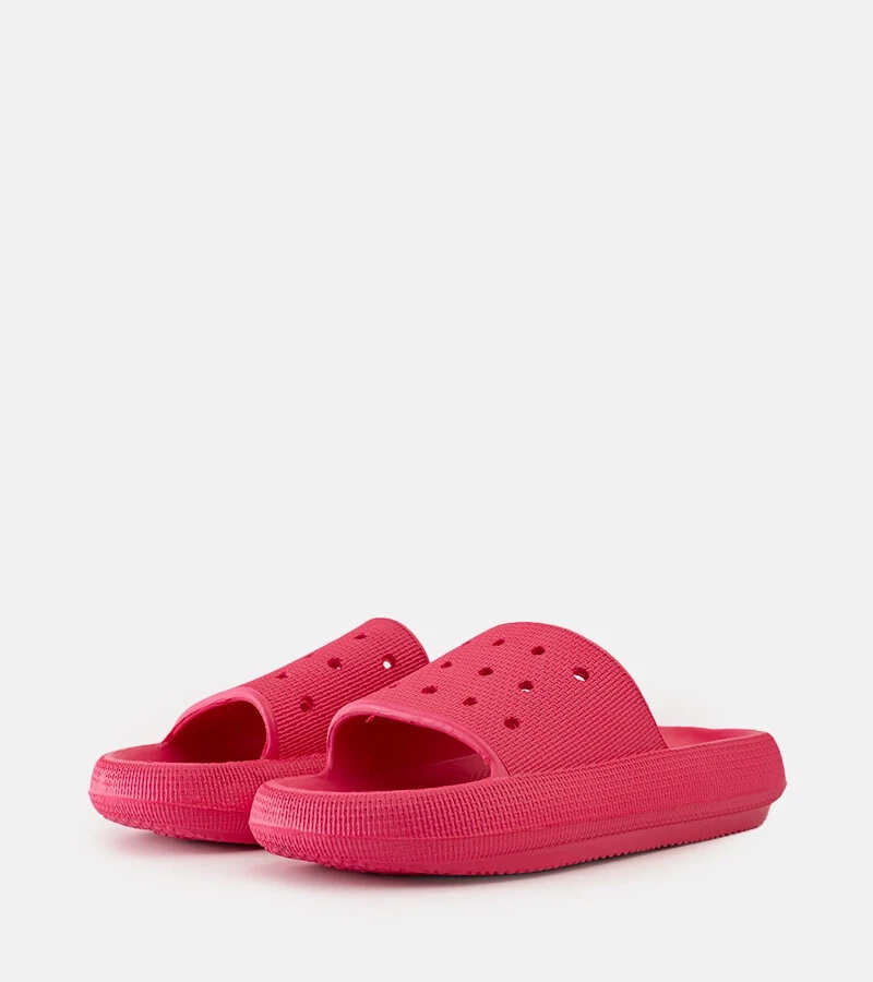 Tmavě růžové perforované pantofle Adonay