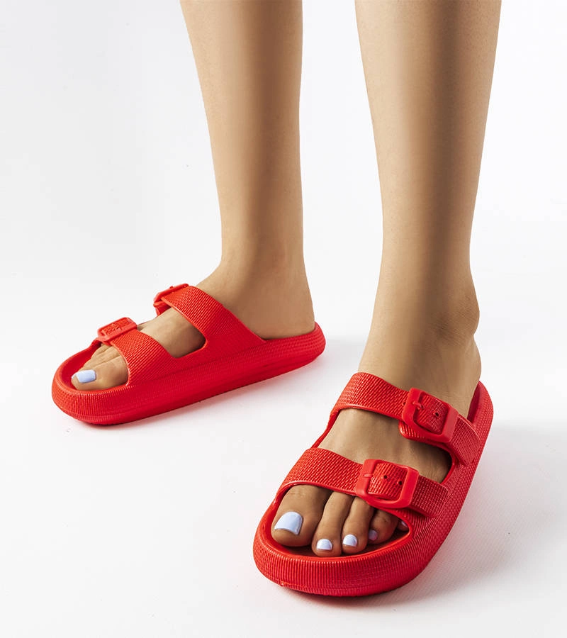 Červené gumové žabky s přezkami Padova