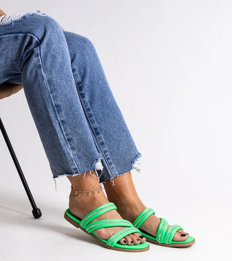 Zelené pantofle s kubickými zirkony Martinela