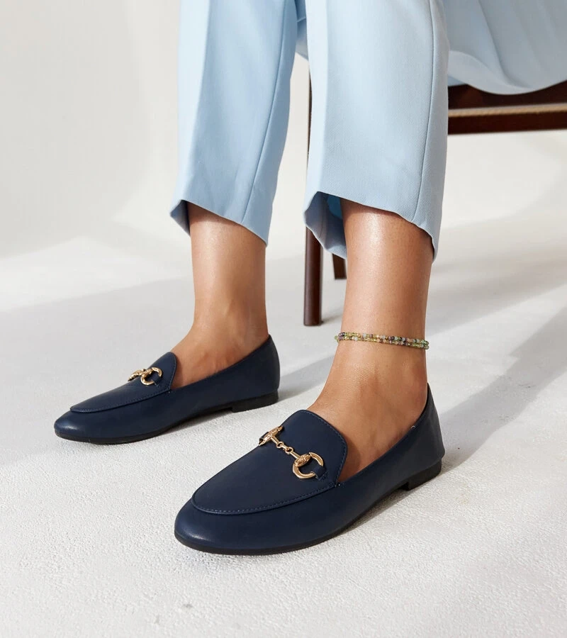 Modré mokasíny s přezkou Erminia