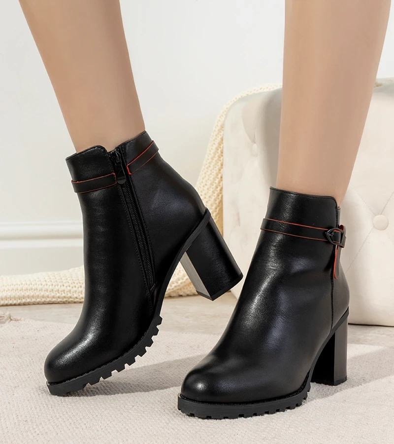 Černé boty zateplené jehlové podpatky Murray