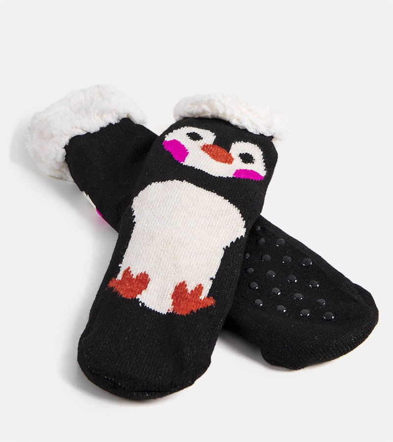 Černé ponožky z ovčí kůže Lotis