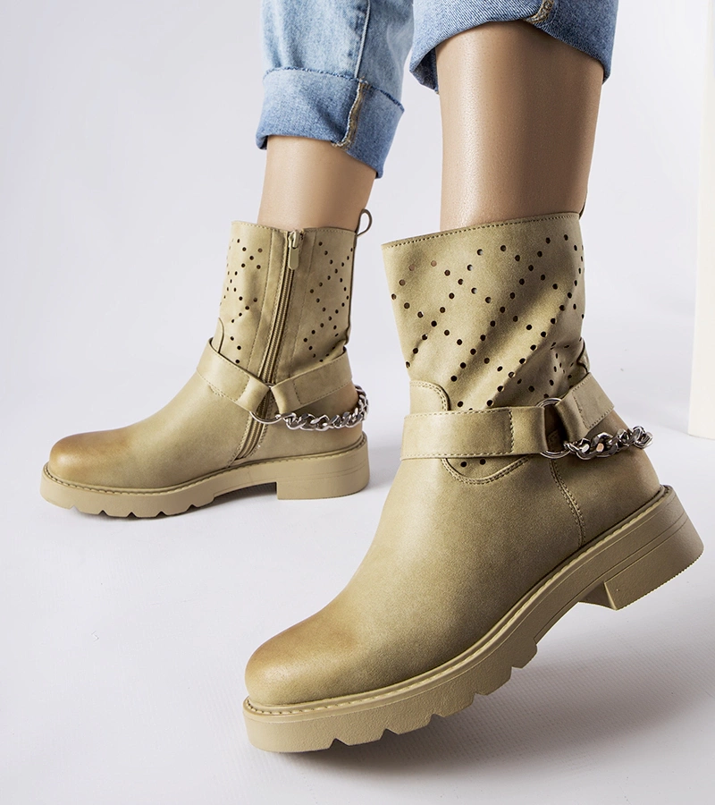 Zelené průsvitné kotníčkové boty s řetízkem Procopio