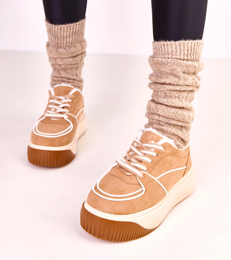 Hnědé zateplené tenisky na platformě Vargas