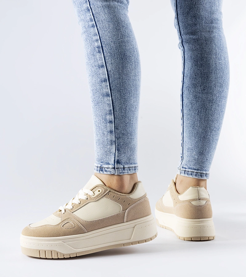 Světle béžové tenisky na platformě Pomona