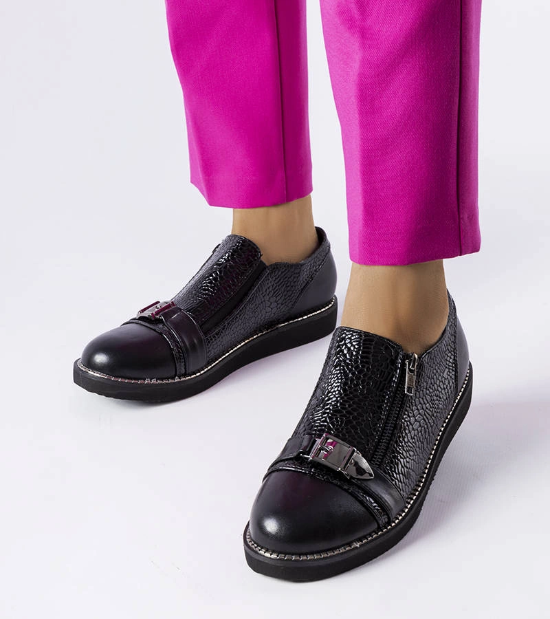 Černé embosované polobotky Hugues