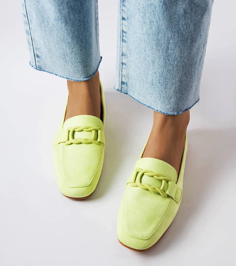 Zelené mokasíny s přezkou Alighiero