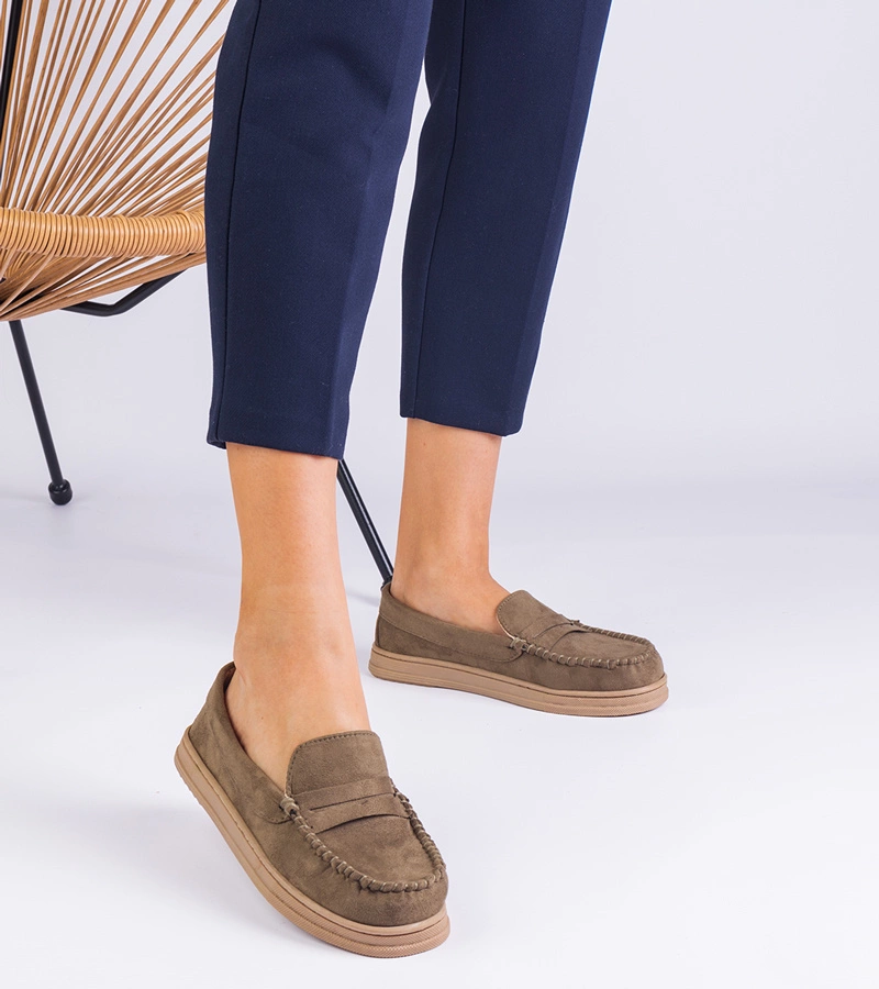 Zelené dámské mokasíny z eko semiše Sevilia