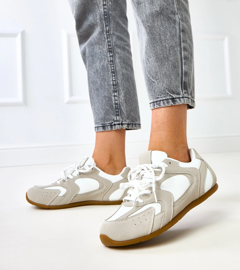 Bílo-béžové tenisky s dvojitým šněrováním Casey