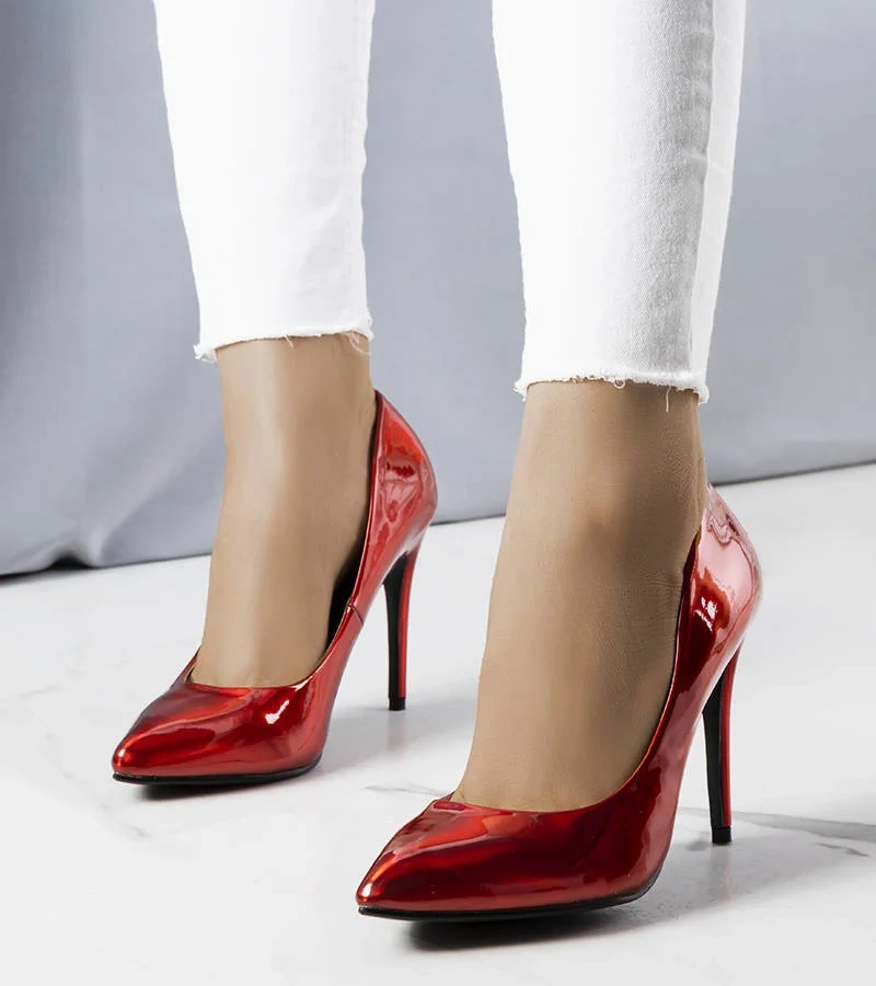Červené lakované jehlové podpatky Zayd