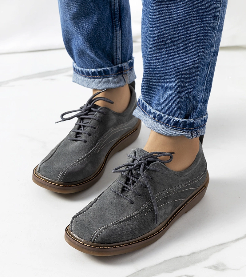 Šedé kožené dámské polobotky Morten