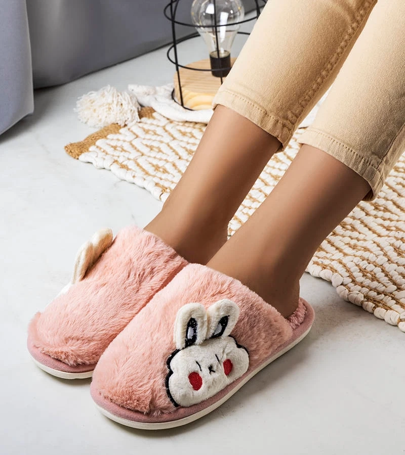 Světle růžové měkké pantofle Half Bunny