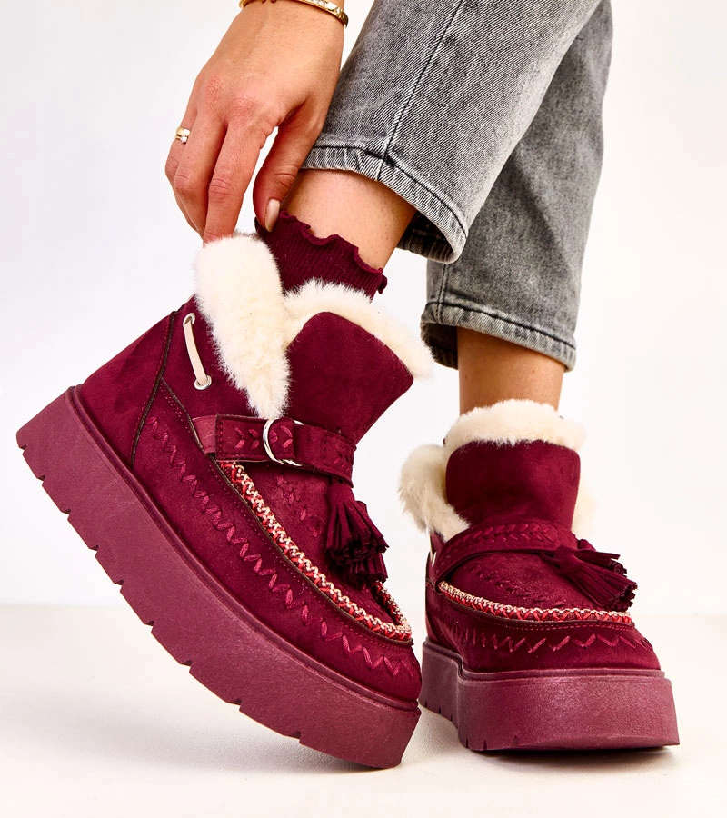 Bordové sněhule na platformě s třásněmi Maurisa