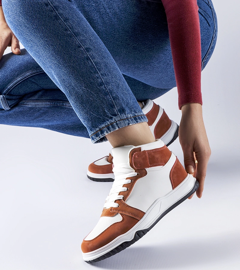 Bílo-hnědé kotníkové tenisky Elizabeth