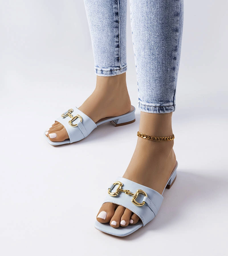 Žabky Chabot na modrém řetízkovém podpatku