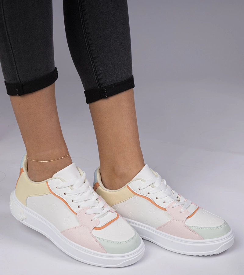 Bílo-žluté sportovní tenisky z ekokůže Lavilia