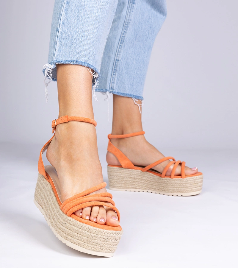 Oranžové sandály espadrilky na platformě Panola