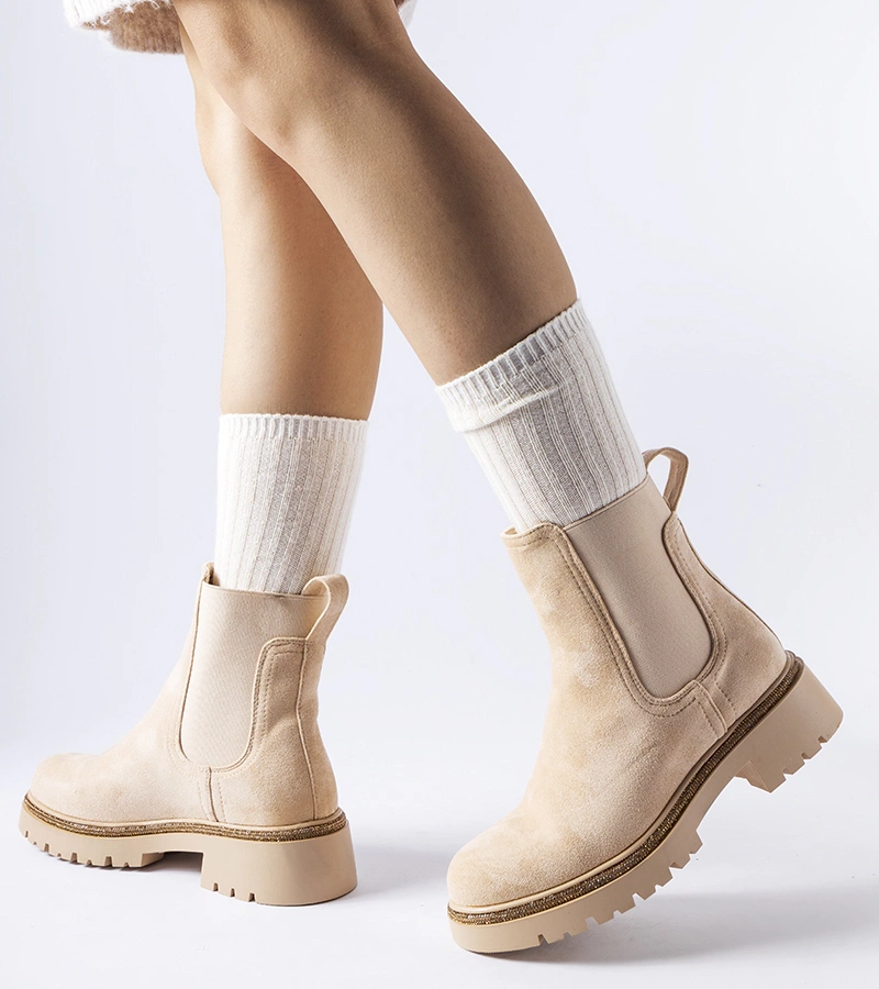 Bežové zateplené botky s cirkóny Taunton