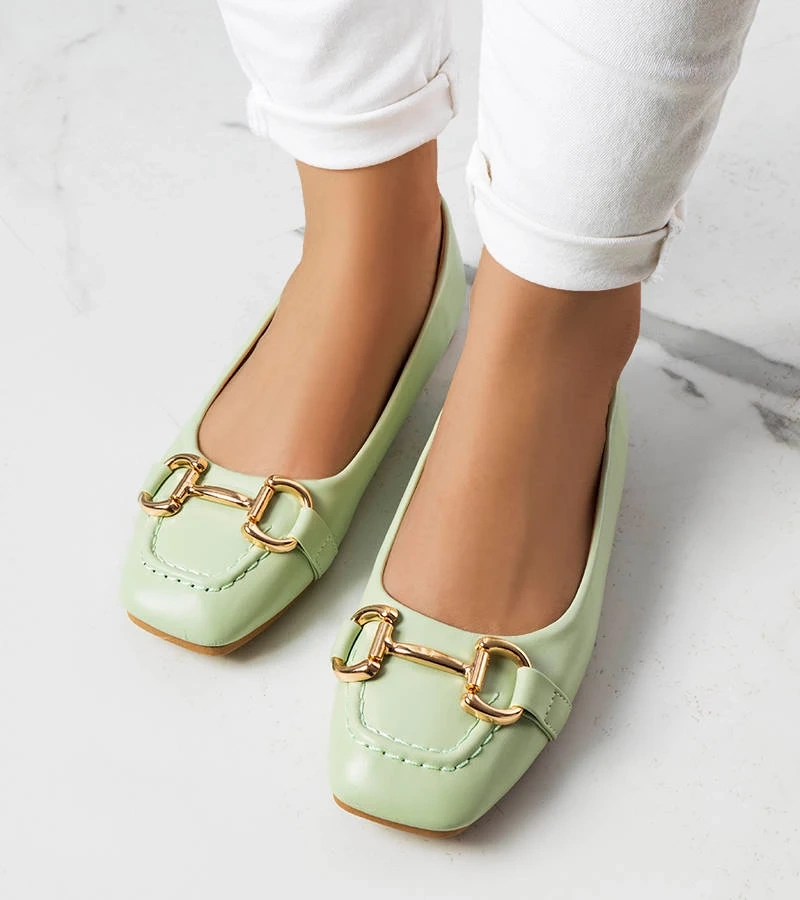 Zelené baleríny se zlatým zdobením Iris