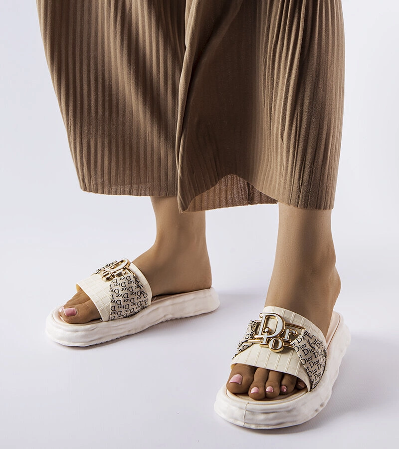 Béžové gumové žabky 986 BEIGE