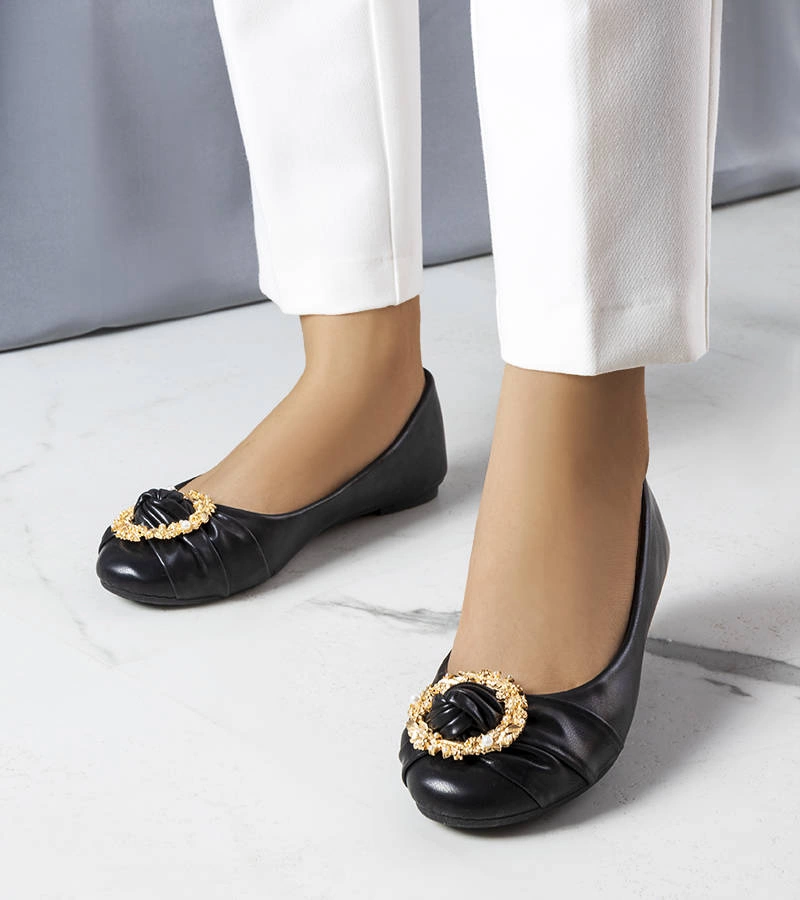 Černé pletené baleríny s mašlí Judith