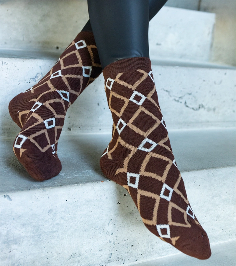 Cernobílé teplé ponožky Sella