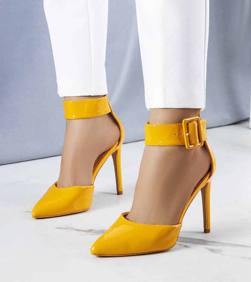 Oranžové lakované jehlové podpatky Sonya