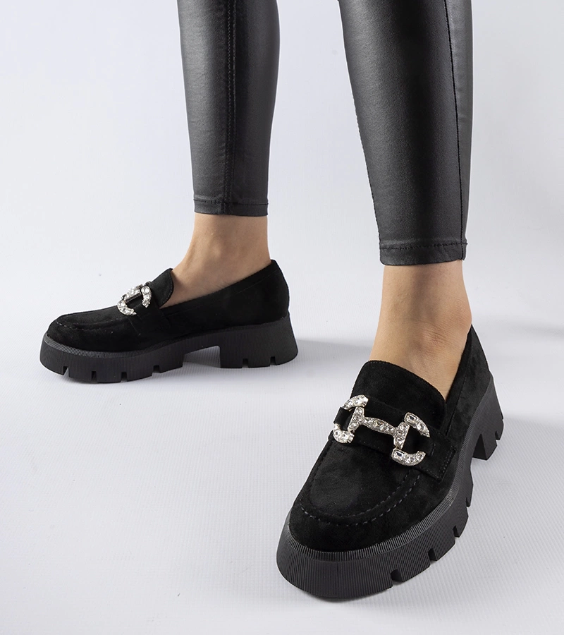 Černé mokasíny s kamínky Giacomo