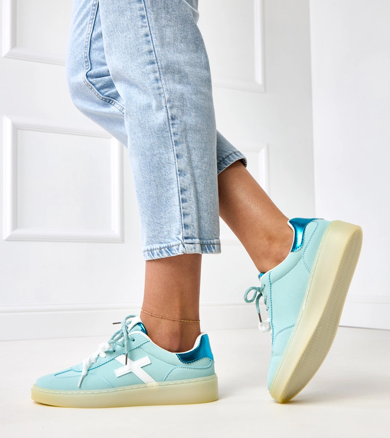 Modré tenisky na platformě s bílou vsadkou Eriksen