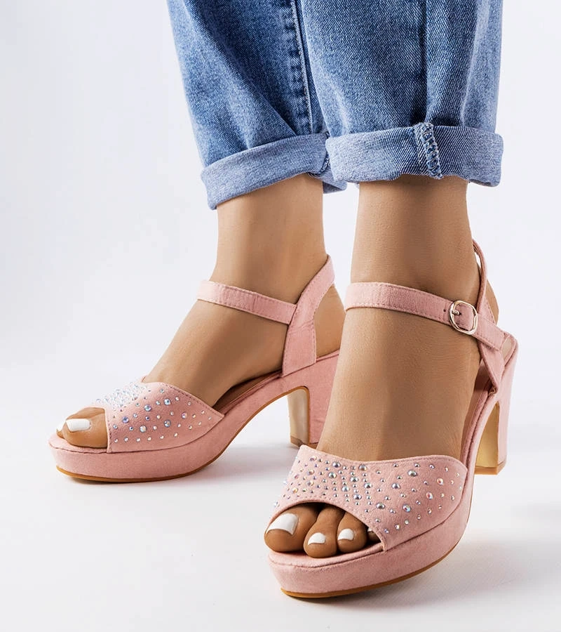 Růžové sandály Beltane na jehlovém podpatku