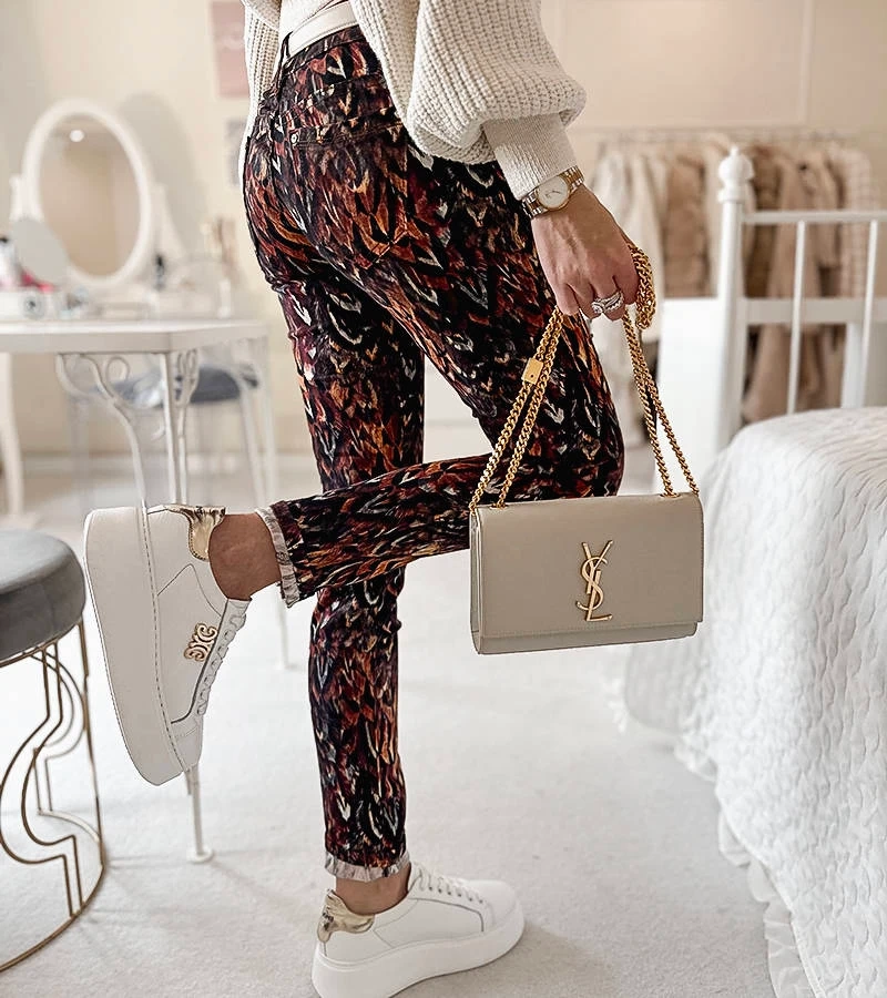 Hnědé vzorované kalhoty Claude