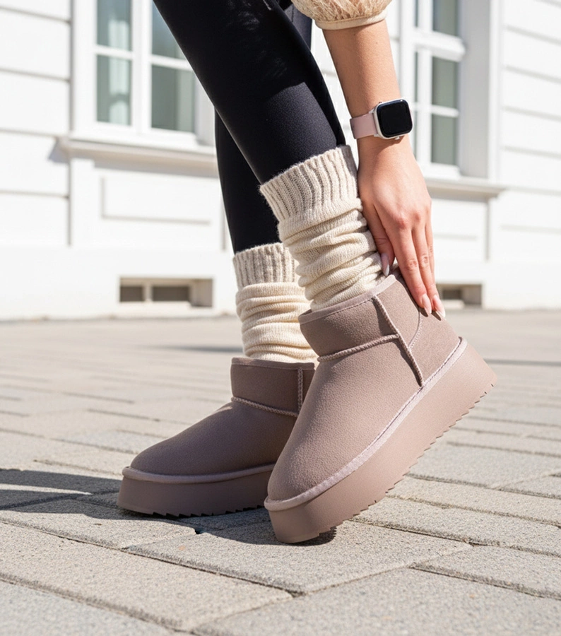 Šedé sněhule z přírodní velurové kůže Armona