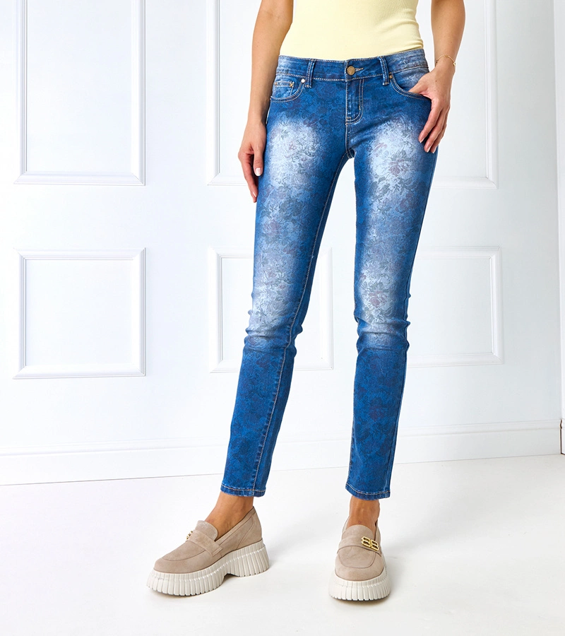 Dámské barevné vzorované kalhoty Doria RE-268 BLUE